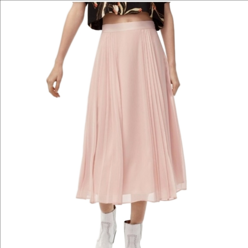 ARITZIA LITTLE MOON Black Peony pleated flowy midi skirt